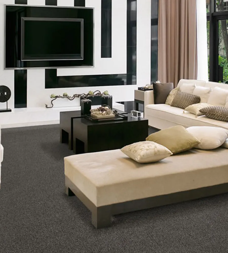 Close-up of a professionally fitted carpet