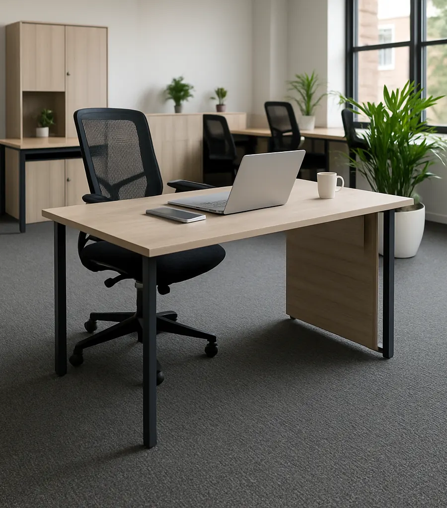 Office with commercial carpet flooring