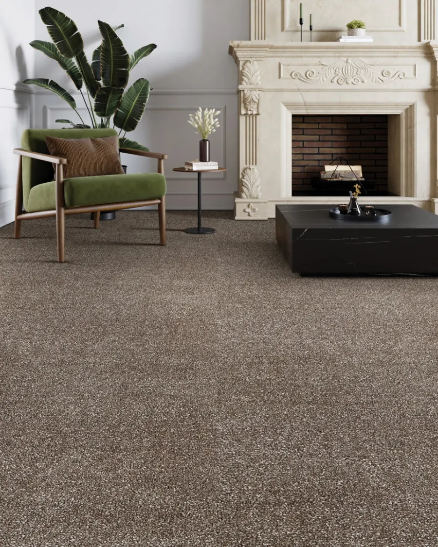 Living room with a newly fitted carpet